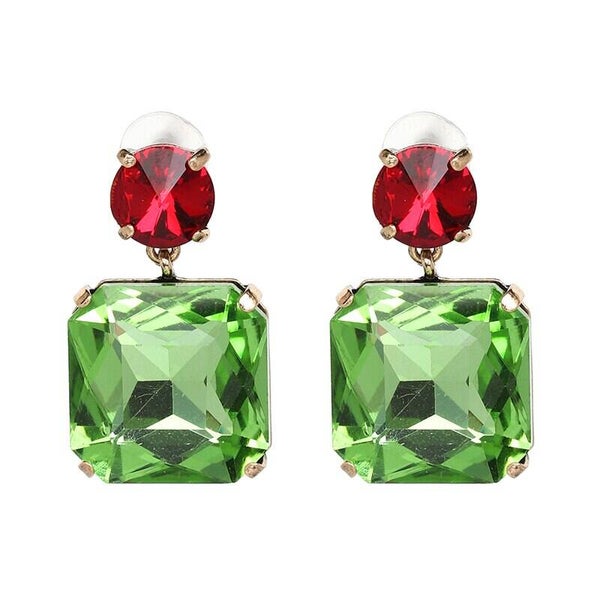 Red and Green Drop Earrings