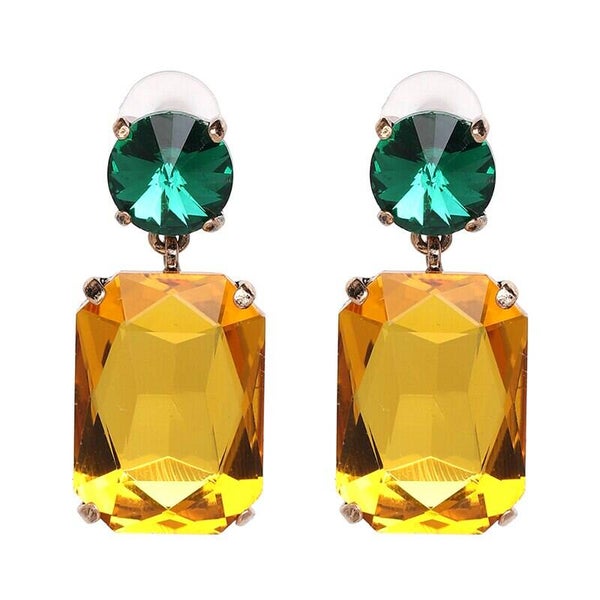 Green and Yellow Drop Earrings