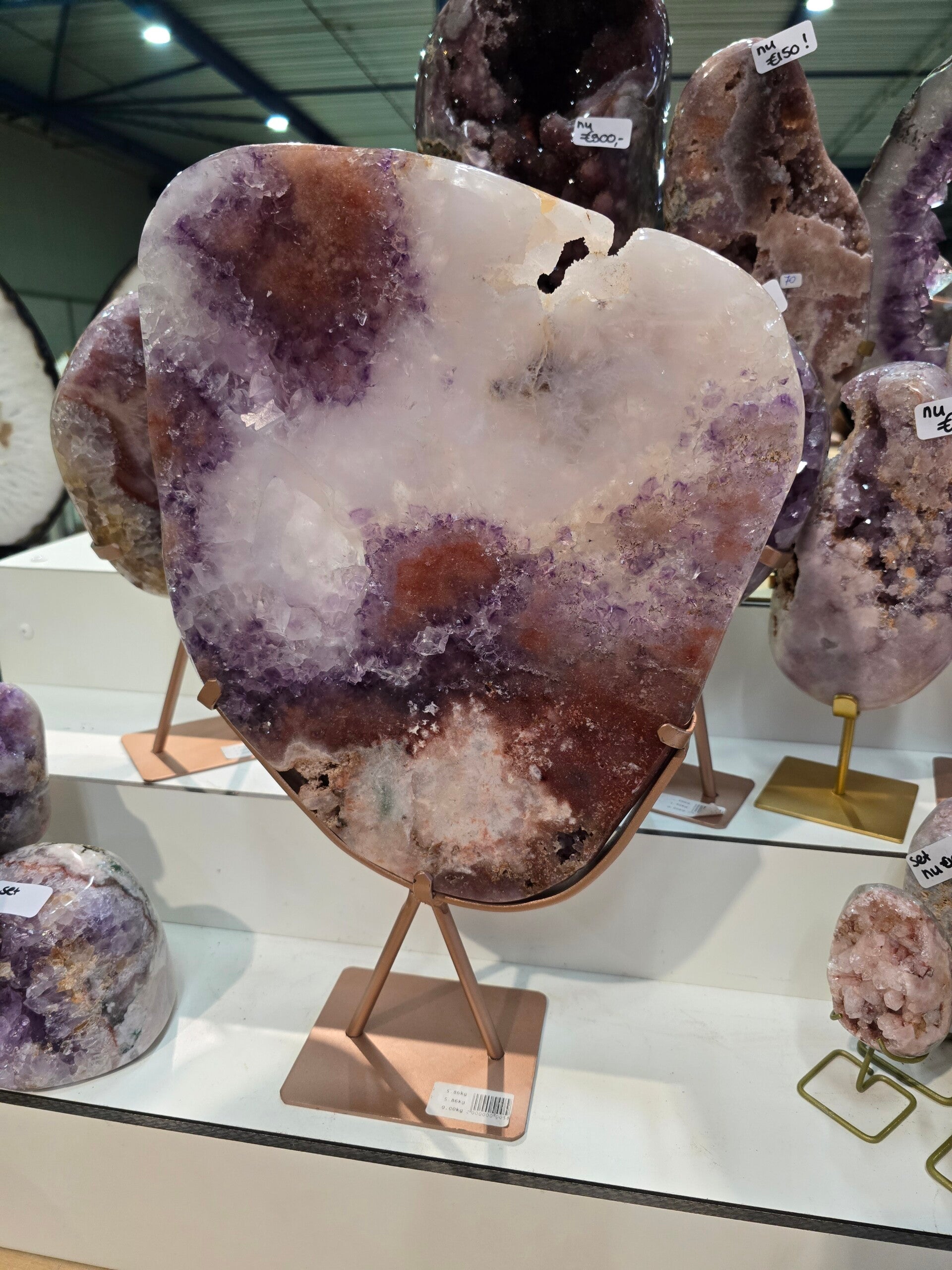 Sleutelhanger met Lootje Roze Amethist Slab op std 8/12