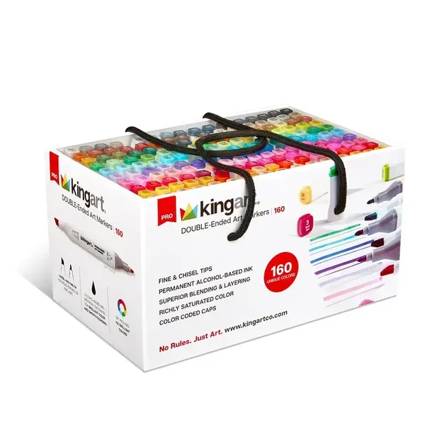 Kingart - PRO dubbelzijdige alcoholmarkers - 160 stuks