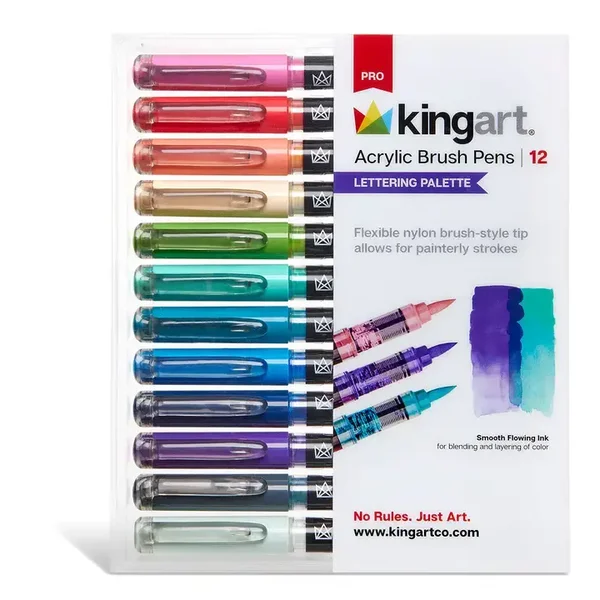 Kingart - Pro Acrylverf Brushpennen - 12 stuks