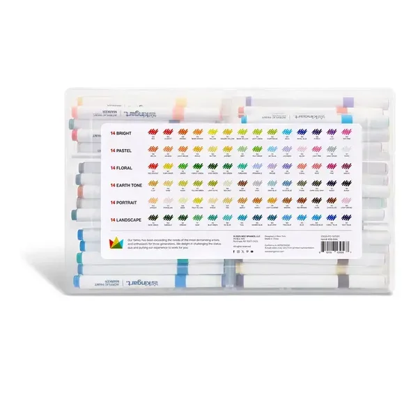 Kingart - Acrylverfstiften - 84 kleuren - 2mm ronde punt op waterbasis