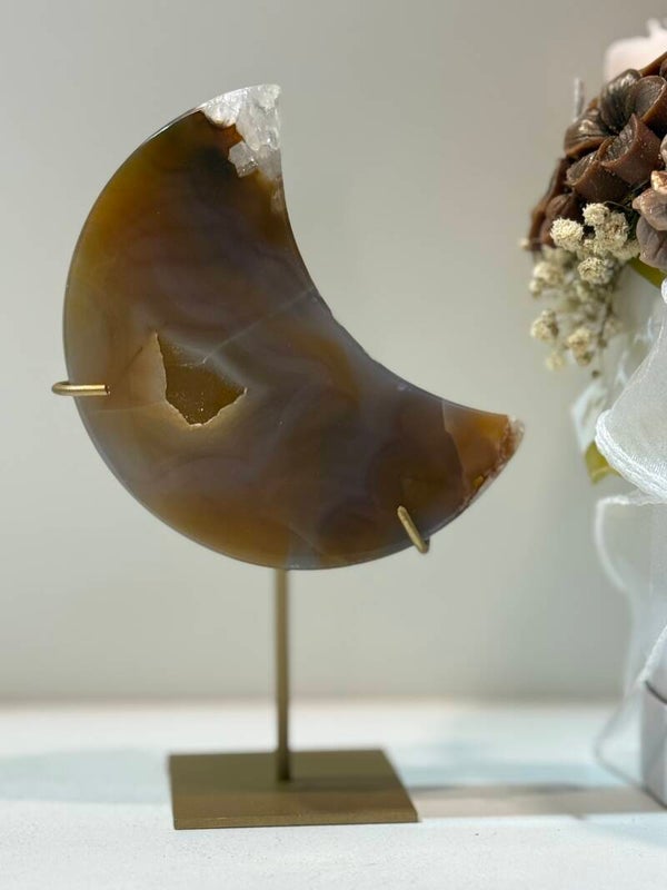 Agaat Maan op Standaard - 0,282 Kilogr.