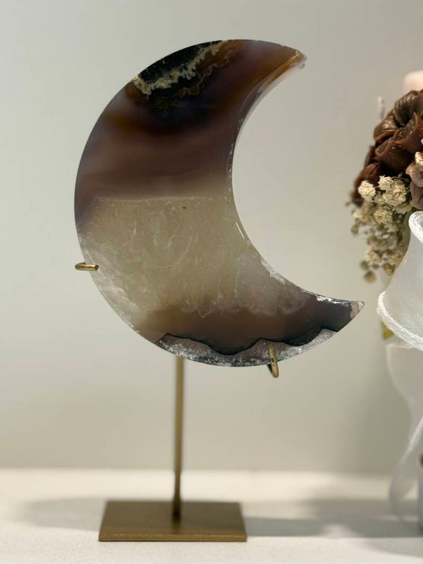 Agaat Maan op Standaard - 0,376 Kilogr.