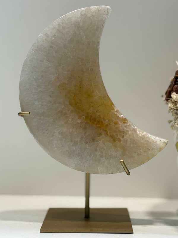 Agaat Maan op Standaard - 0,650 Kilogr.