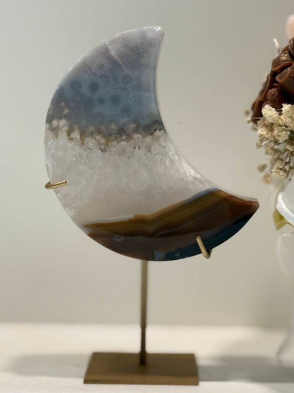 Agaat Maan op Standaard - 0,380 Kilogr.