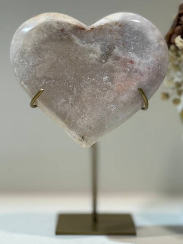 Roze Amethist Hart op Standaard - 0,396 Kilogr.