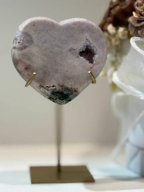 Roze Amethist Hart op Standaard - 0,254 Kilogr.