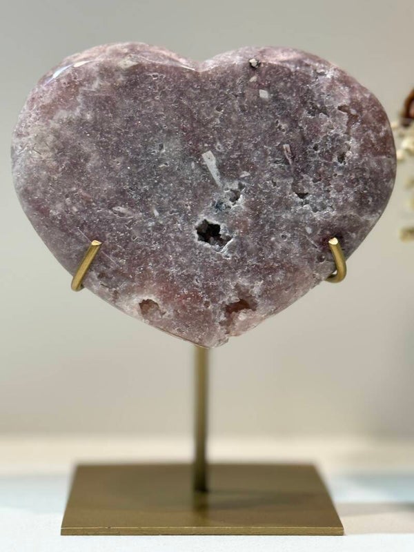Roze Amethist Hart op Standaard - 0,444 Kilogr.