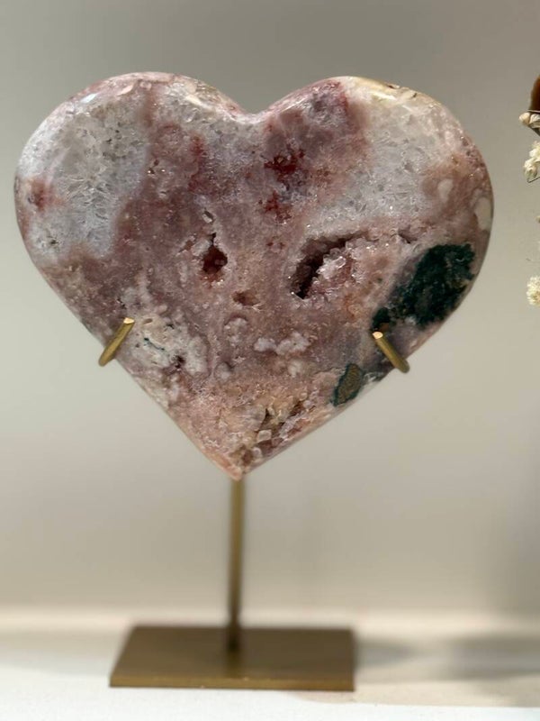 Roze Amethist Hart op Standaard - 0,354 Kilogr.
