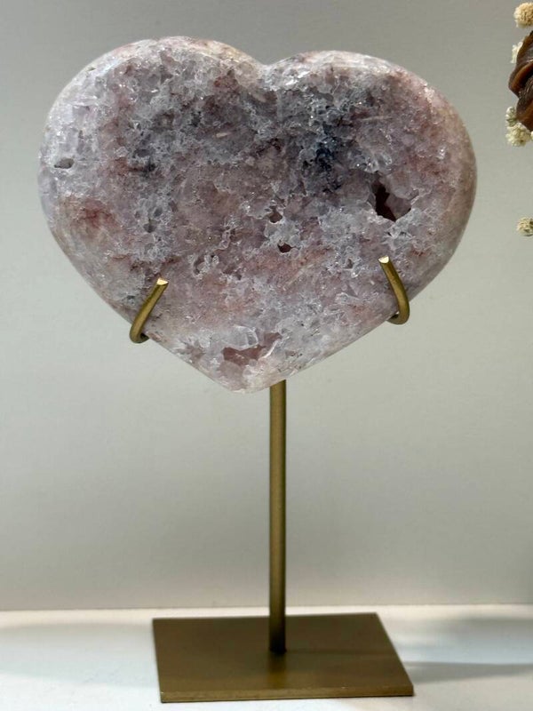 Roze Amethist Hart op Standaard - 0,262 Kilogr.