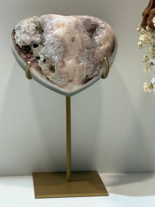 Roze Amethist Hart op Standaard - 0,290 Kilogr.