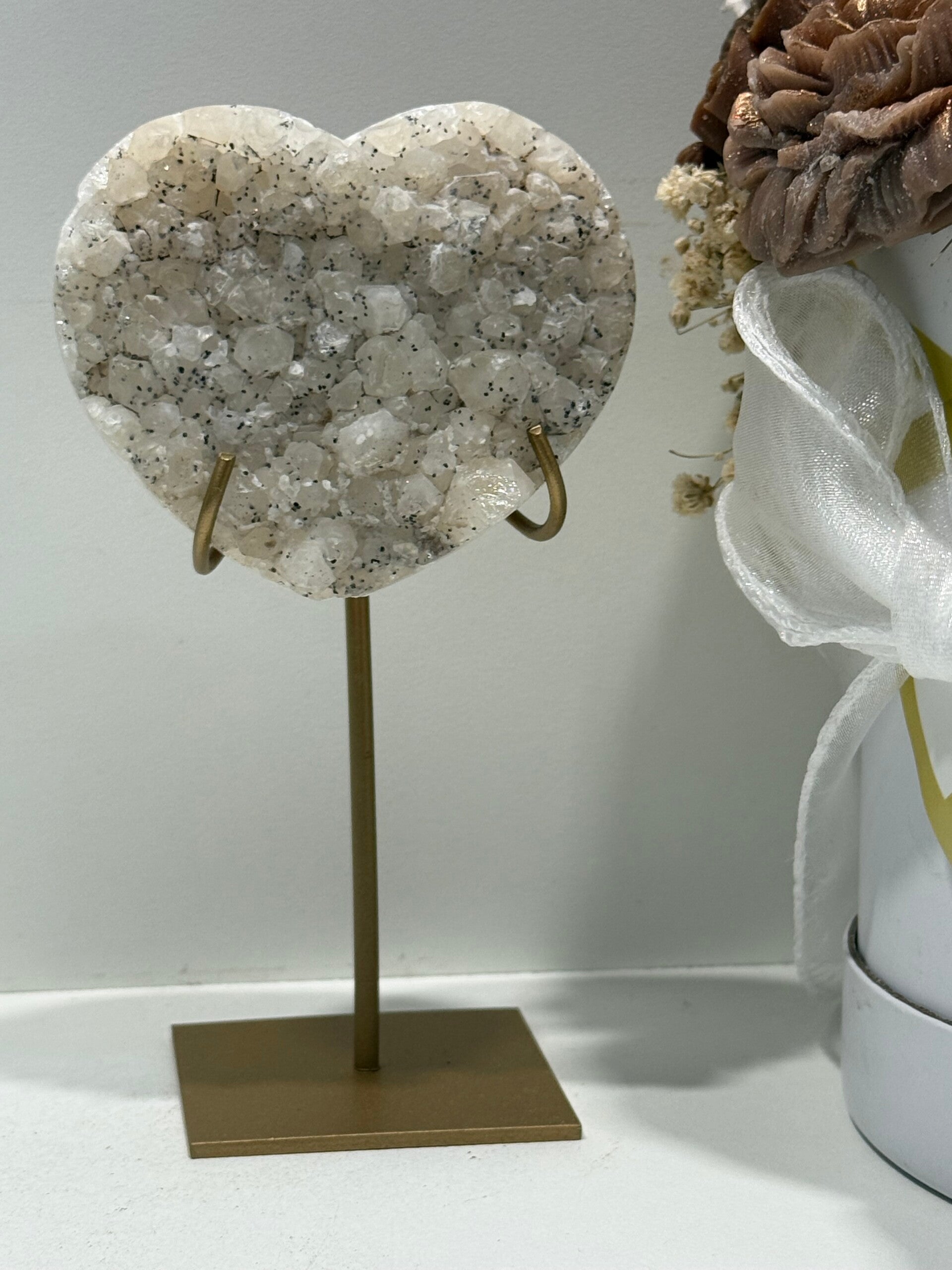 Gebrande Amethist Hart op Standaard - 0,296 Kilogr.