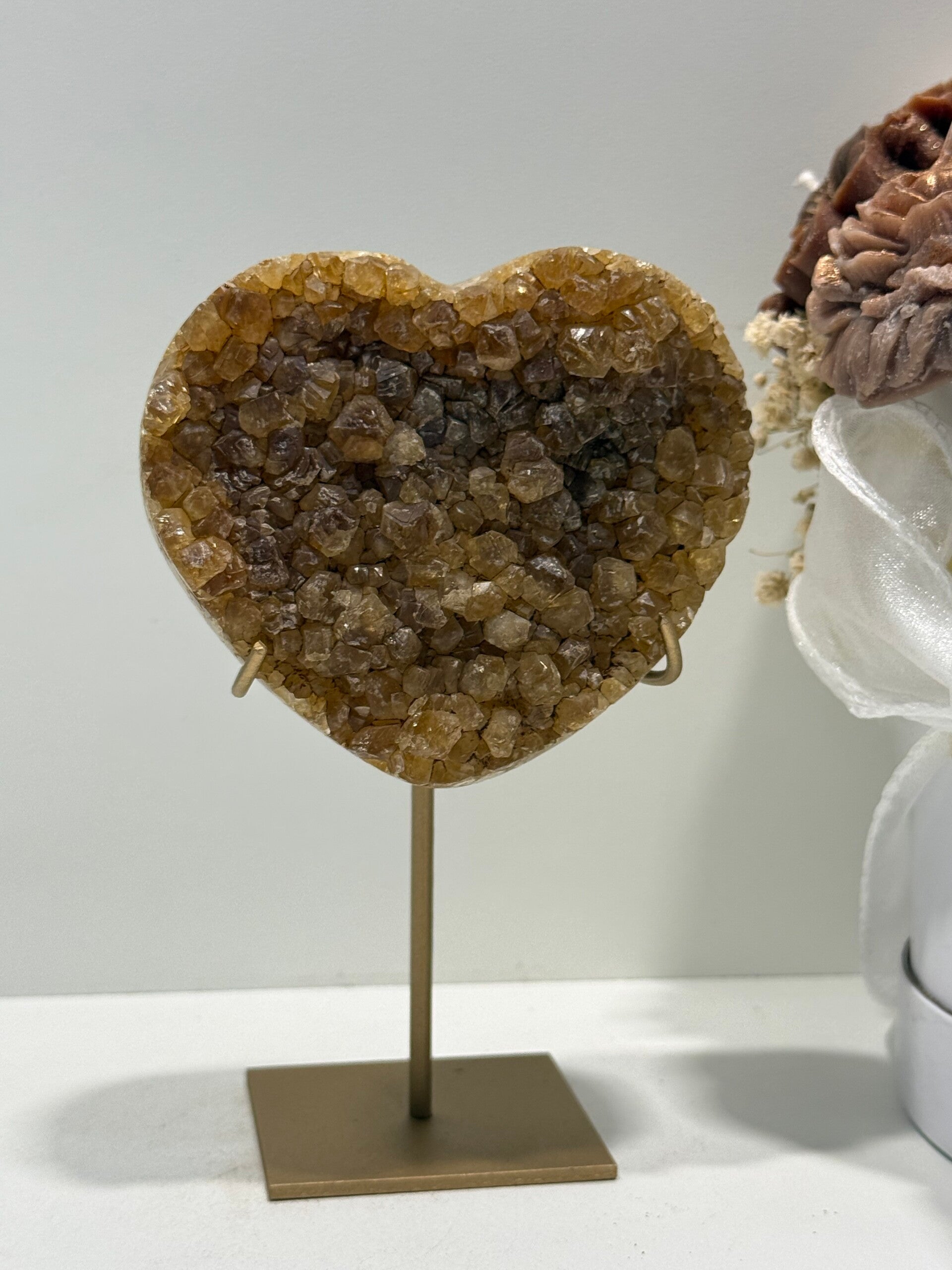 Gebrande Amethist Hart op Standaard - 0,400 Kilogr.