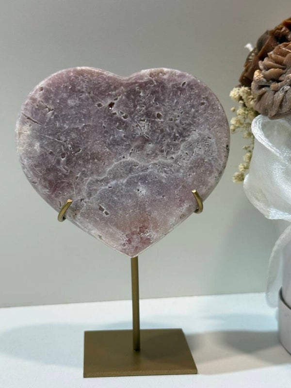 Roze Amethist Hart op Standaard - 0,254 Kilogr.