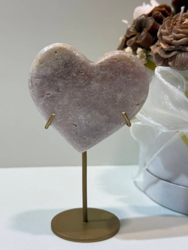 Roze Amethist Hart op Standaard - 0,294 Kilogr.