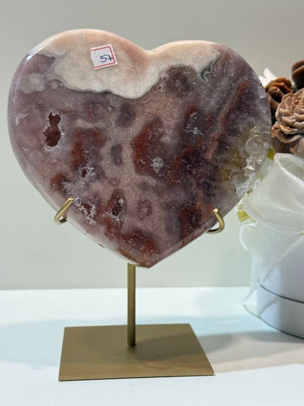 Roze Amethist Hart op Standaard - 1,096 Kilogr.