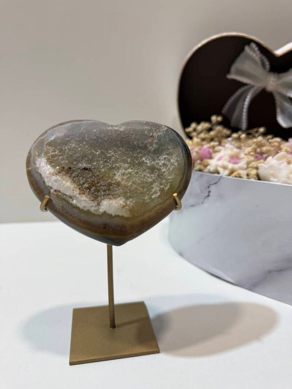 Agaat Hart op Standaard - 0,302 Kilogr.