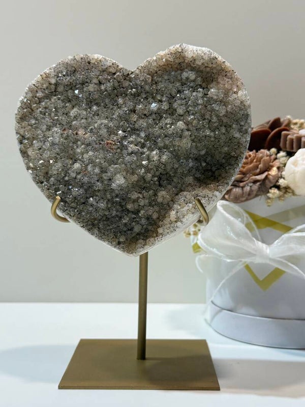 Gebrande Amethist Hart op Standaard - 1,780 Kilogr.