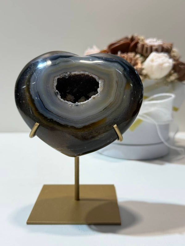 Agaat Hart op Standaard - 0,704 Kilogr.