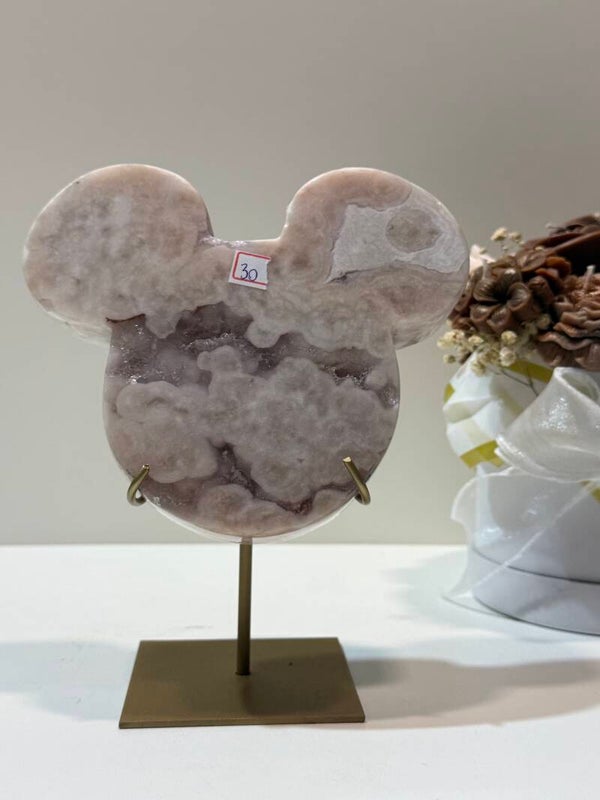 Roze Amethist Mickey op Standaard - 1,132 Kilogr.