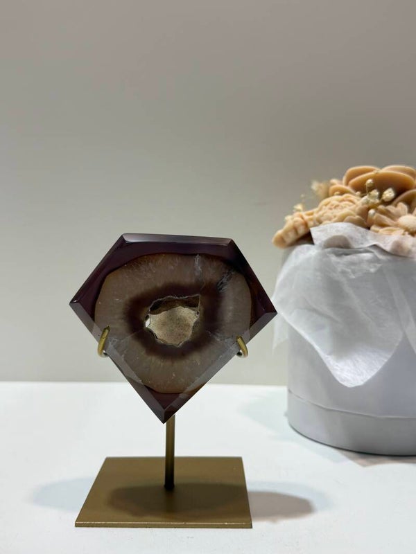 Agaat Diamant op Standaard - 0,442 Kilogr.