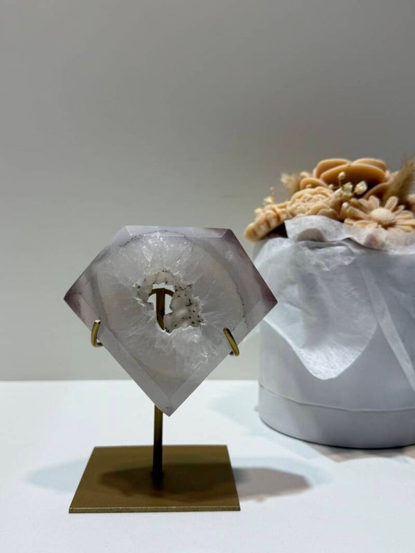 Agaat Diamant op Standaard - 0,460 Kilogr.