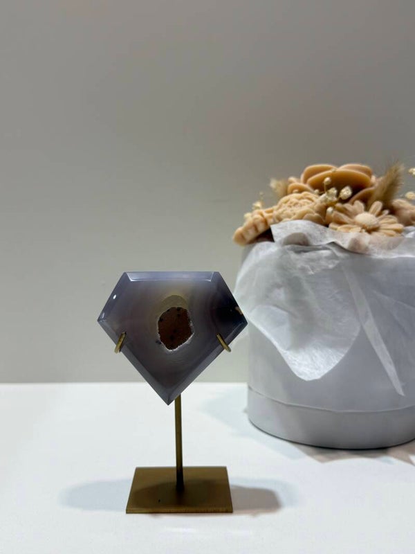Agaat Diamant op Standaard - 0,232 Kilogr.