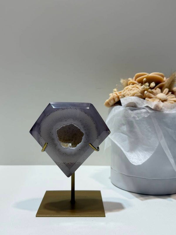 Agaat Diamant op Standaard - 0,474 Kilogr.