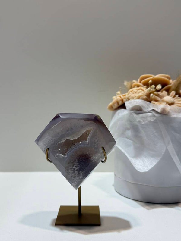 Agaat Diamant op Standaard - 0,342 Kilogr.