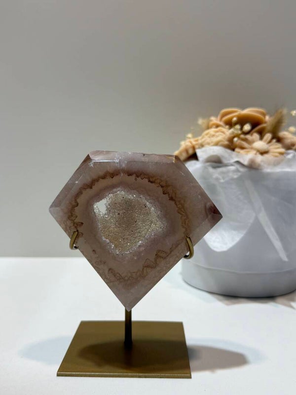 Agaat Diamant op Standaard - 0,440 Kilogr.