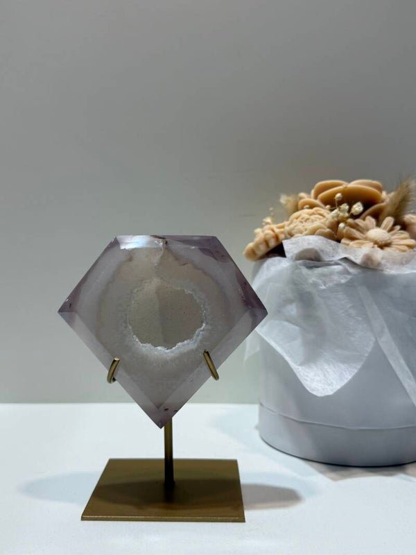 Agaat Diamant op Standaard - 0,484 Kilogr.
