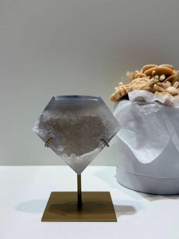 Agaat Diamant op Standaard - 0,438 Kilogr.