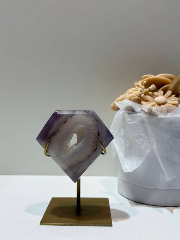 Agaat Diamant op Standaard - 0,430 Kilogr.