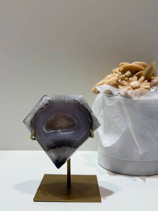 Agaat Diamant op Standaard - 0,416 Kilogr.