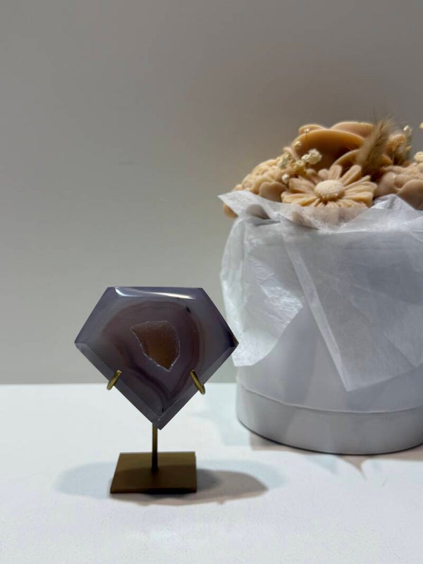 Agaat Diamant op Standaard - 0,218 Kilogr.
