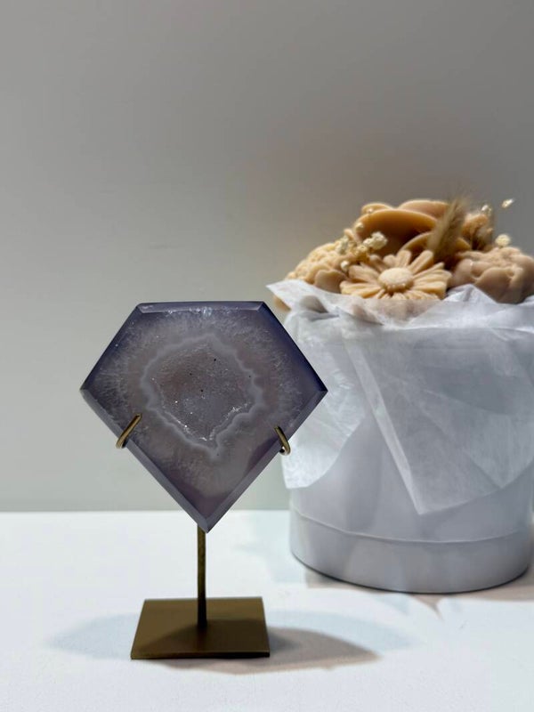 Agaat Diamant op Standaard - 0,306 Kilogr.