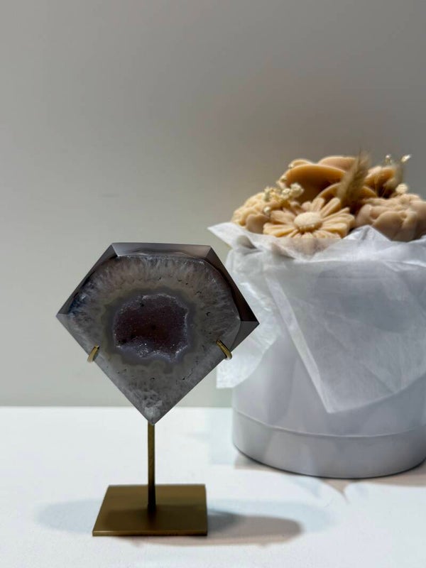 Agaat Diamant op Standaard - 0,304 Kilogr.
