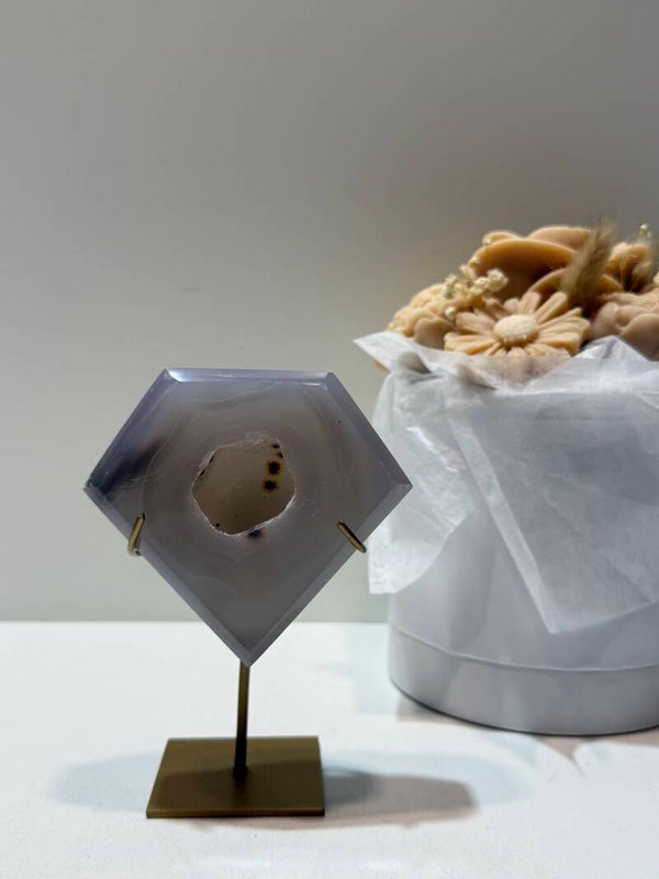 Agaat Diamant op Standaard - 0,338 Kilogr.