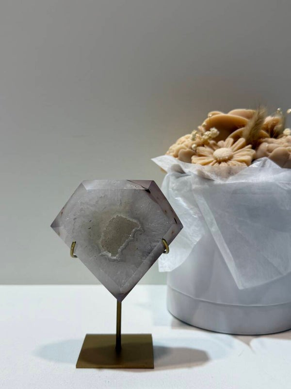 Agaat Diamant op Standaard - 0,308 Kilogr.