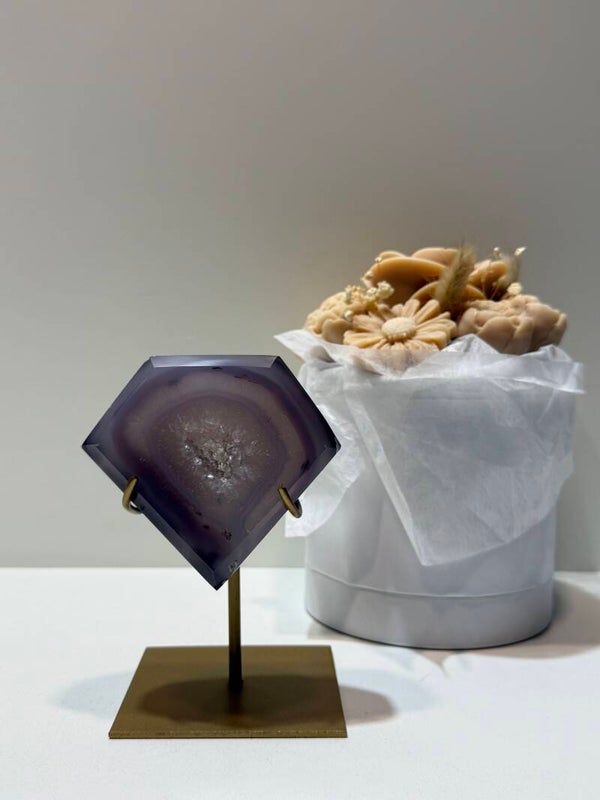 Agaat Diamant op Standaard - 0,434 Kilogr.
