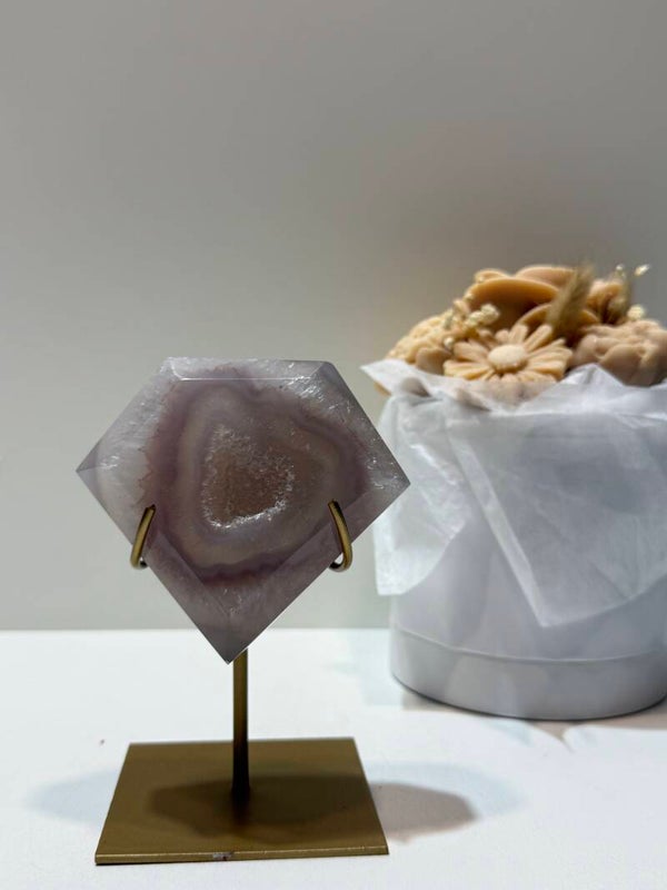 Agaat Diamant op Standaard - 0,468 Kilogr.