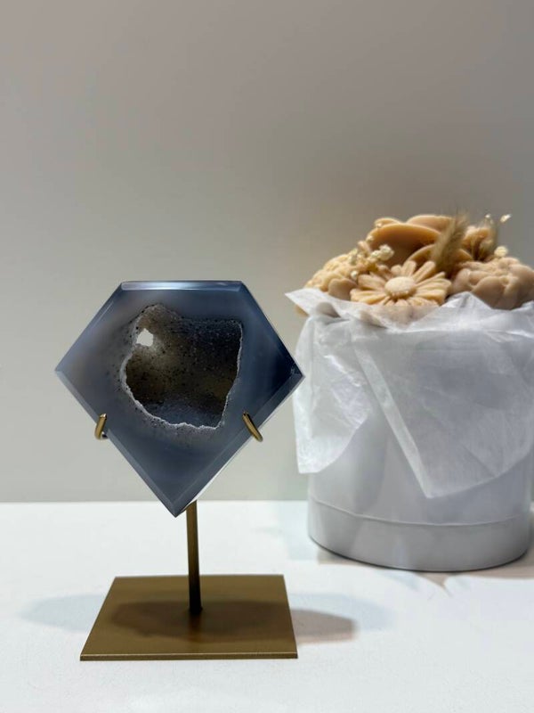 Agaat Diamant op Standaard - 0,404 Kilogr.