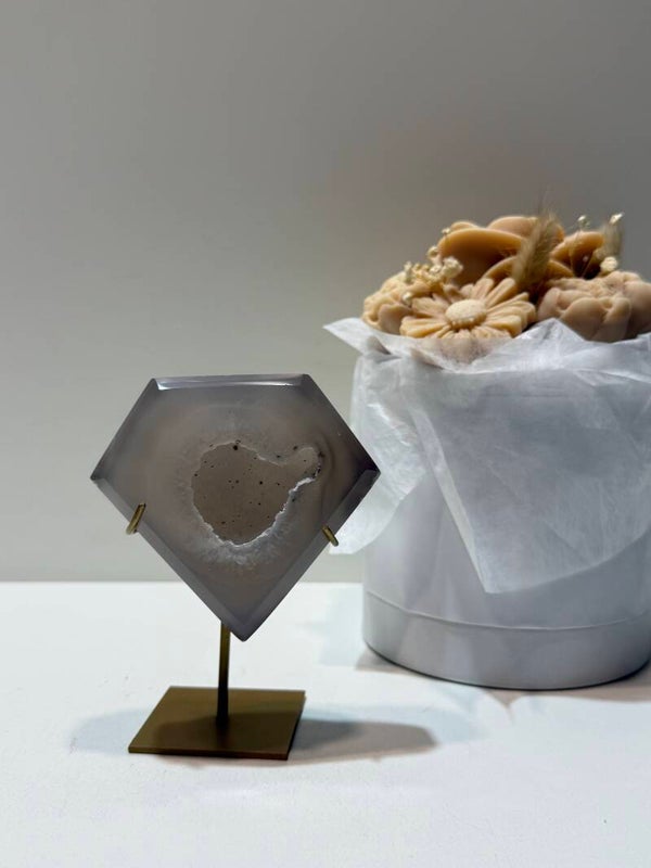 Agaat Diamant op Standaard - 0,308 Kilogr.