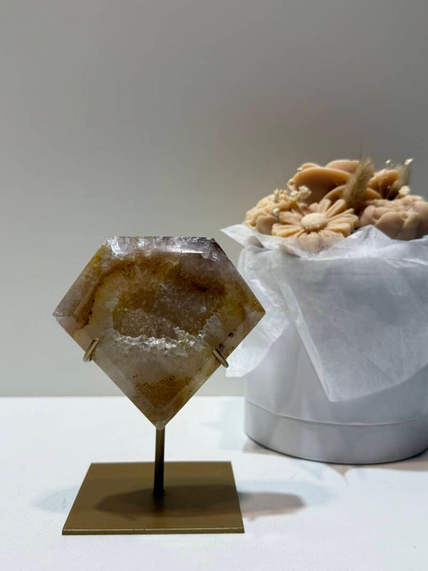 Agaat Diamant op Standaard - 0,426 Kilogr.