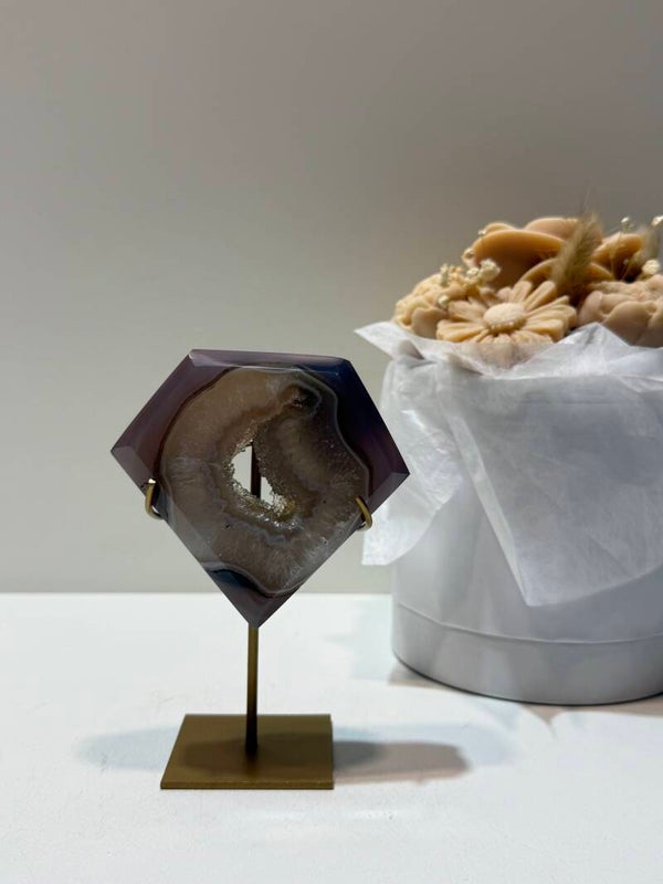 Agaat Diamant op Standaard - 0,298 Kilogr.