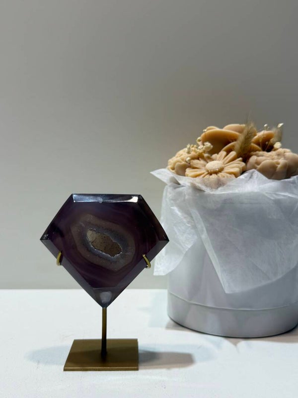 Agaat Diamant op Standaard - 0,306 Kilogr.