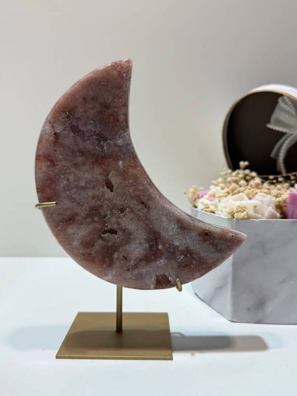 Roze Amethist Maan op Standaard - 0,944 Kilogr.