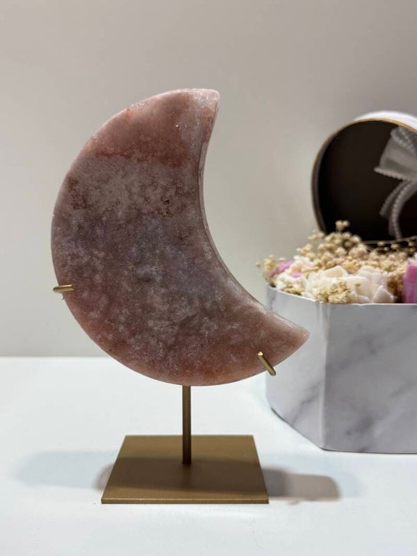 Roze Amethist Maan op Standaard - 0,904 Kilogr.