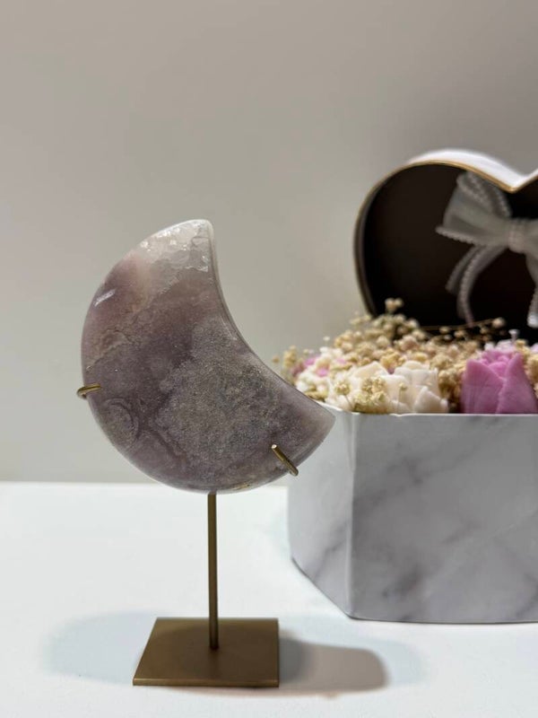 Roze Amethist Maan op Standaard - 0,464 Kilogr.